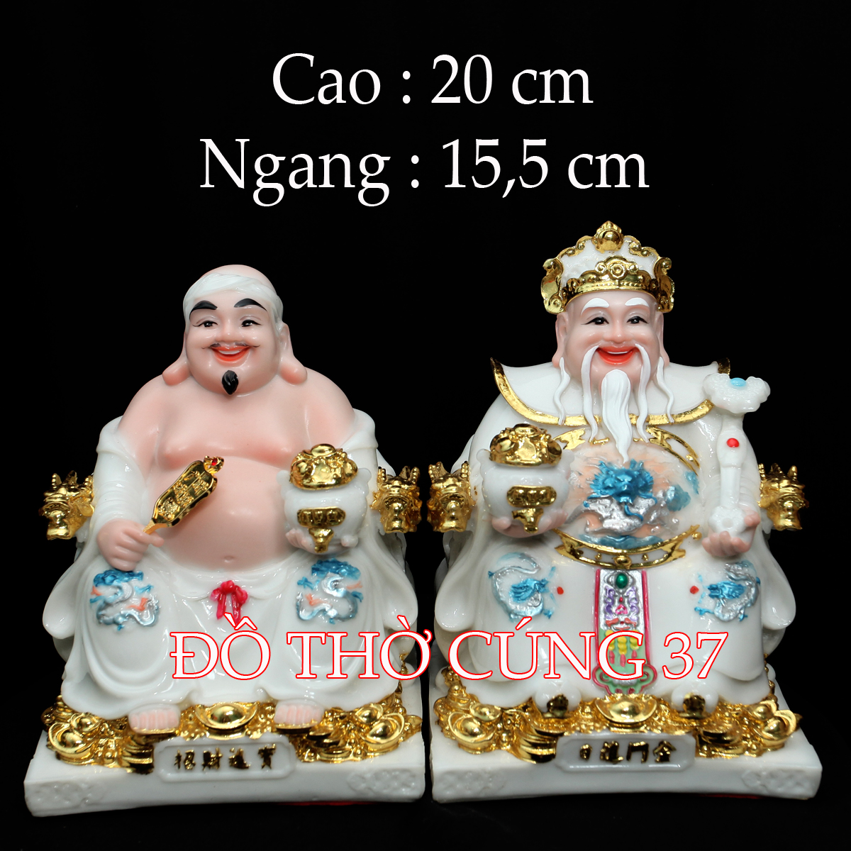 [ BỘ 3 ÔNG - GẤM TRẮNG ] THẦN TÀI +THỔ ĐỊA +THẦN TIỀN  [ COMPOSITE + BỘT ĐÁ ]