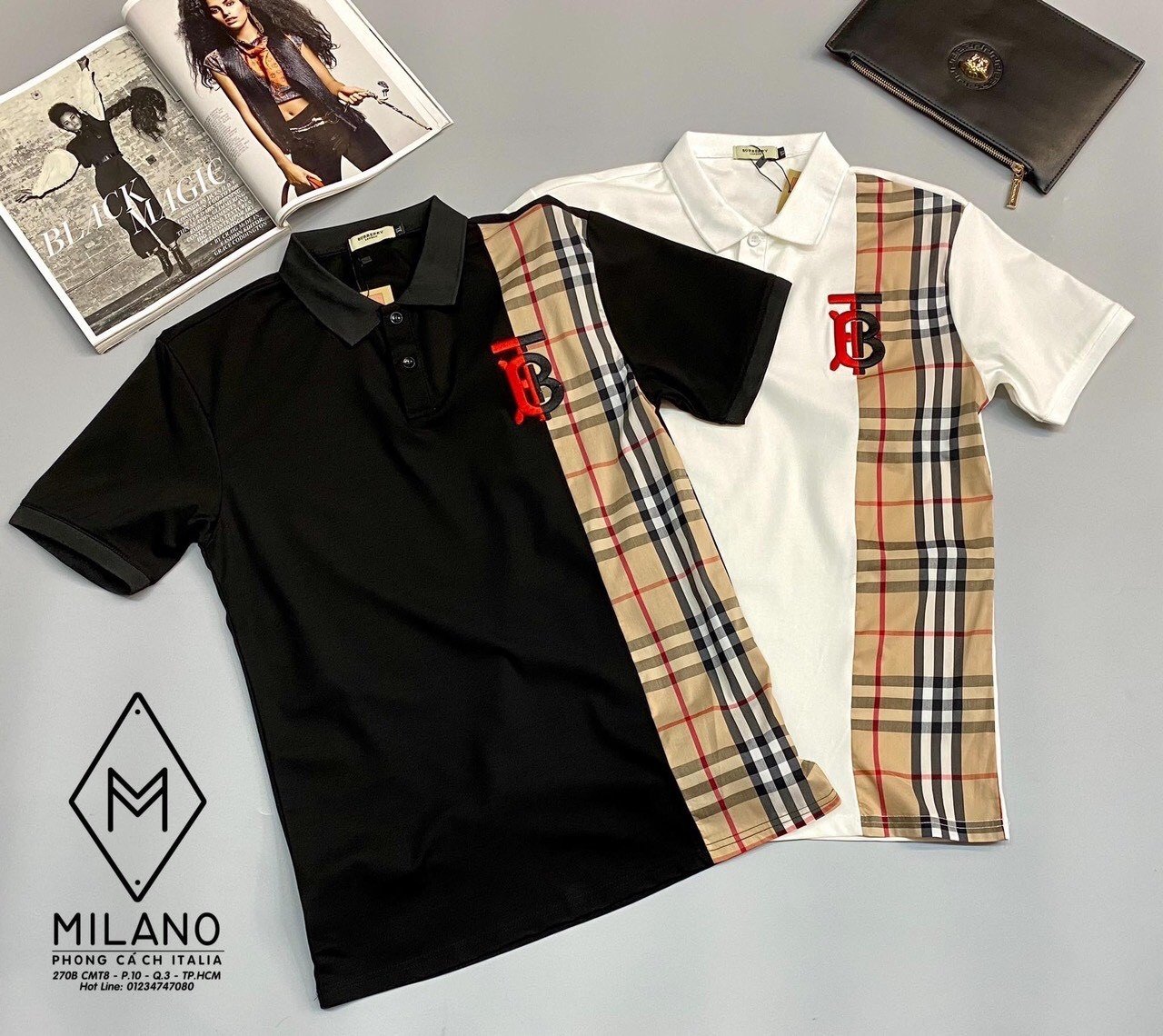 Áo thun nam polo có cố tay ngắn phối kiểu BBR vải cotton co dãn 4 chiều thấm hút mồ hôi tốt 2 màu trắng đen cao cấp