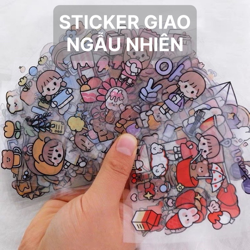 Miếng ticker size 8x8cm hình cô gái, bé thỏ, con vật dễ thương trang ...