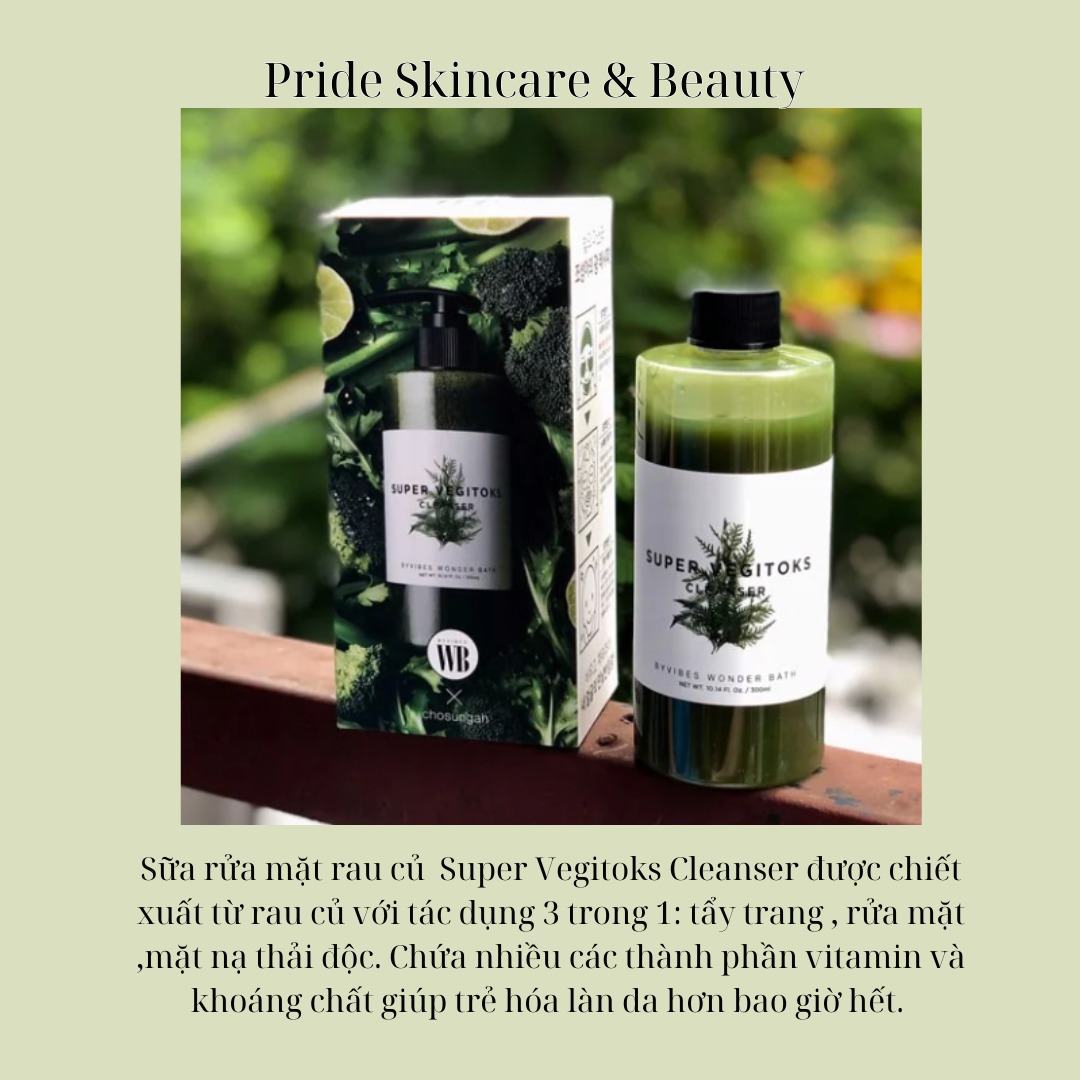 Sữa rửa mặt rau củ Super Vegitoks Cleanser 300ml - Thải độc da - Byvibes Wonder Bath