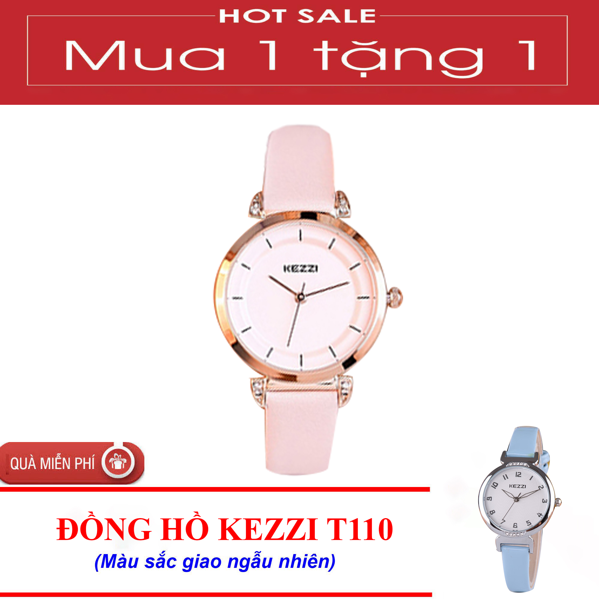 [SIÊU HOT MUA 1 TẶNG 1] Đồng Hồ Nữ Kezzi T111 Sang Trọng Cao Cấp - Đồng Hồ Nữ Thời Trang Phong Cách Hàn Quốc - Đồng Hồ Nữ Thời Trang Công Sở Cao Cấp Kezzi T111 - Full Box - Bảo Hành 1 Năm (Dây Hồng)