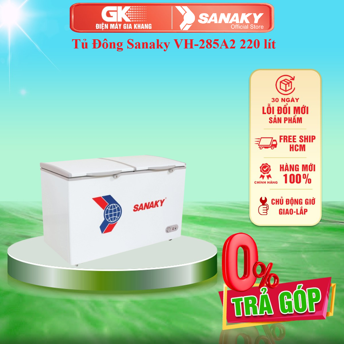 Tủ Đông Sanaky VH-285A2 220 lít - Bảo hành 2 năm - GIAO TOÀN QUỐC - FREESHIP HCM