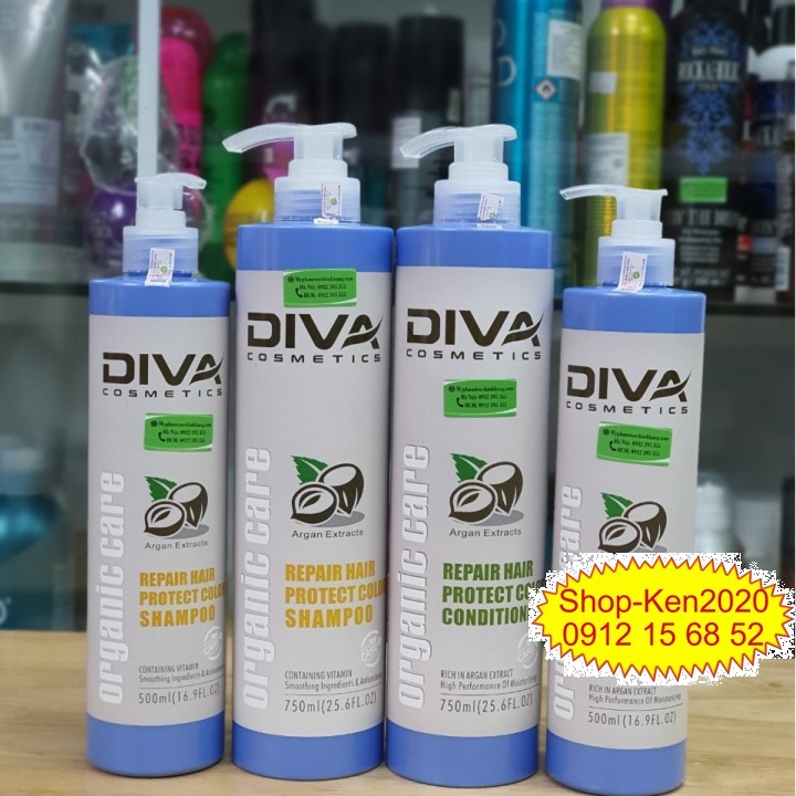 Cặp dầu gội xả Diva xanh 750ml x2 (Mẫu mới)