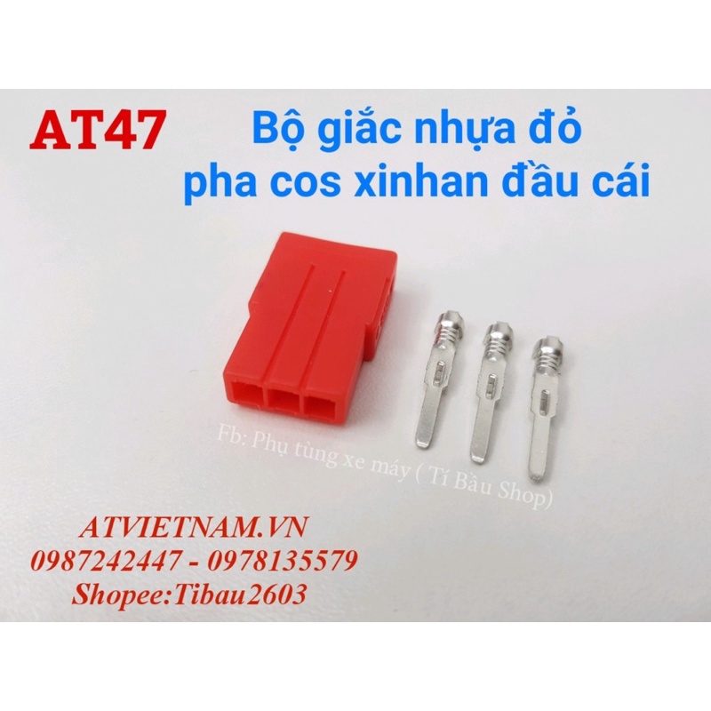 Bộ giắc pha cos, xinhan (nhựa đỏ đầu cái, cos xi nhan xe máy)- AT47 ( 1 bịch 10 bộ )