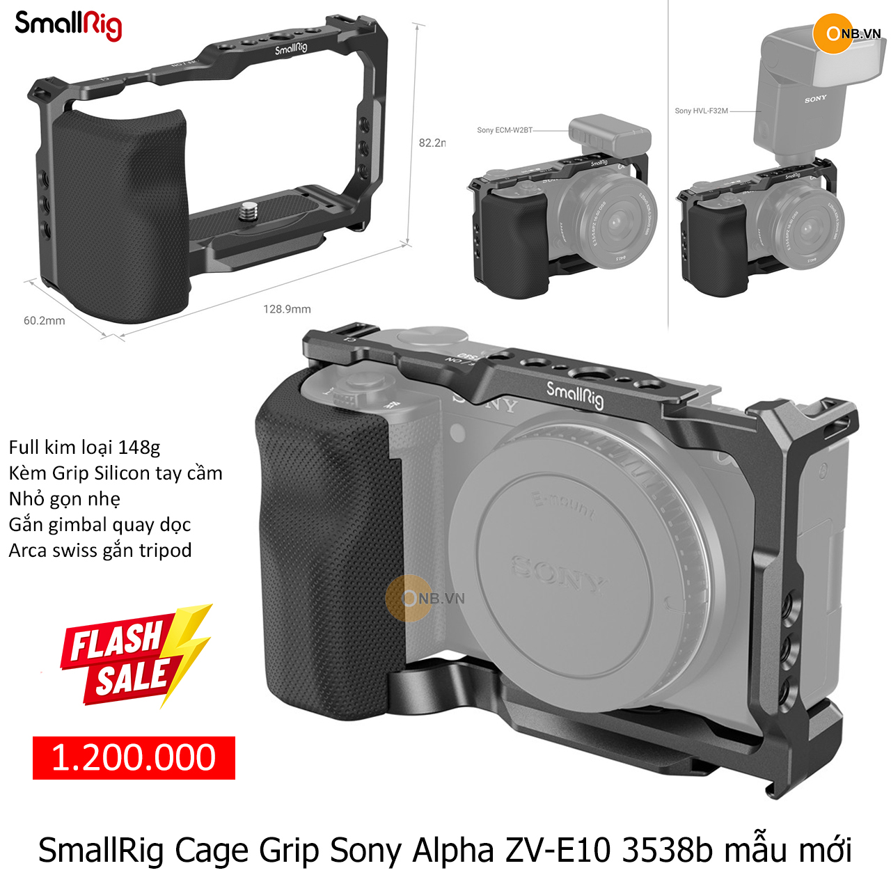 SmallRig Cage with Grip Khung bảo vệ Sony Alpha ZV-E10 3538b