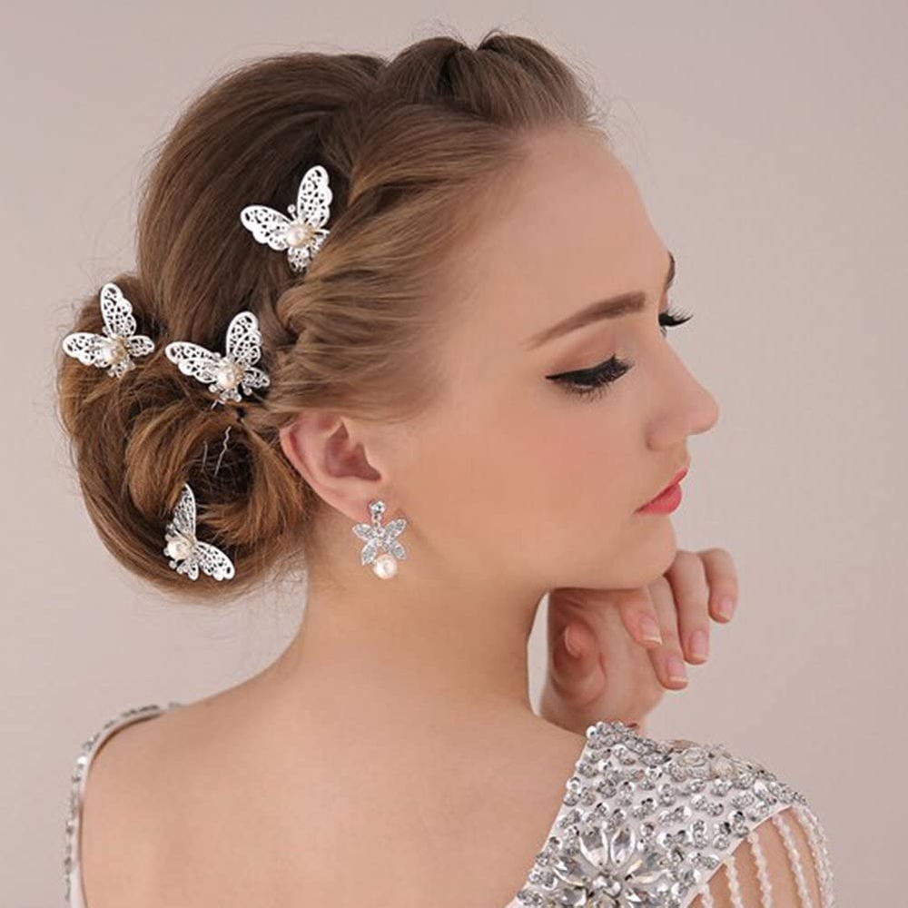 Trâm Cài Tóc Cánh Bướm Đính Hạt Chai