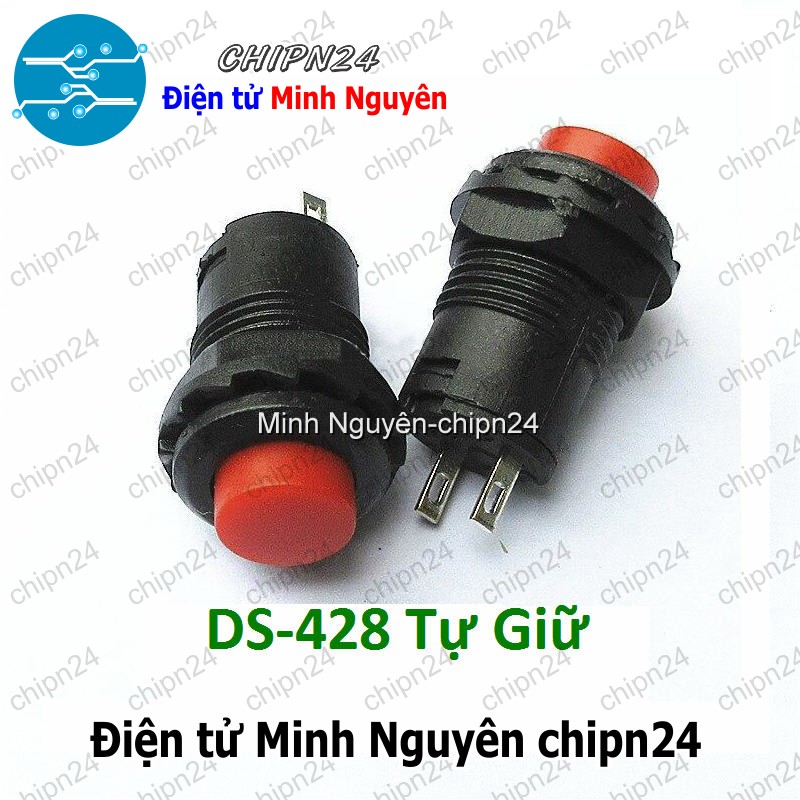 [2 cái] (G3) Nút nhấn Tự Giữ DS-428 Đỏ (Đường kính 12MM)