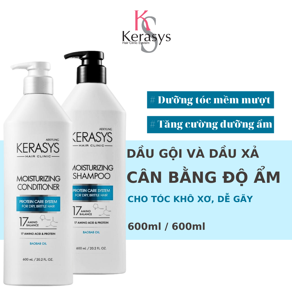 Dầu gội cân bằng độ ẩm cho tóc khô xơ Kerasys Moisturizing cao cấp Hàn Quốc 600ml .