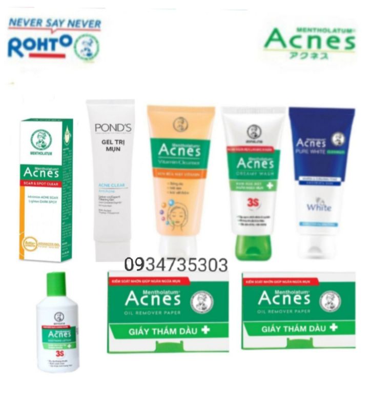 Combo 8 sản phẩm Acnes chăm sóc da mụn giá rẻ