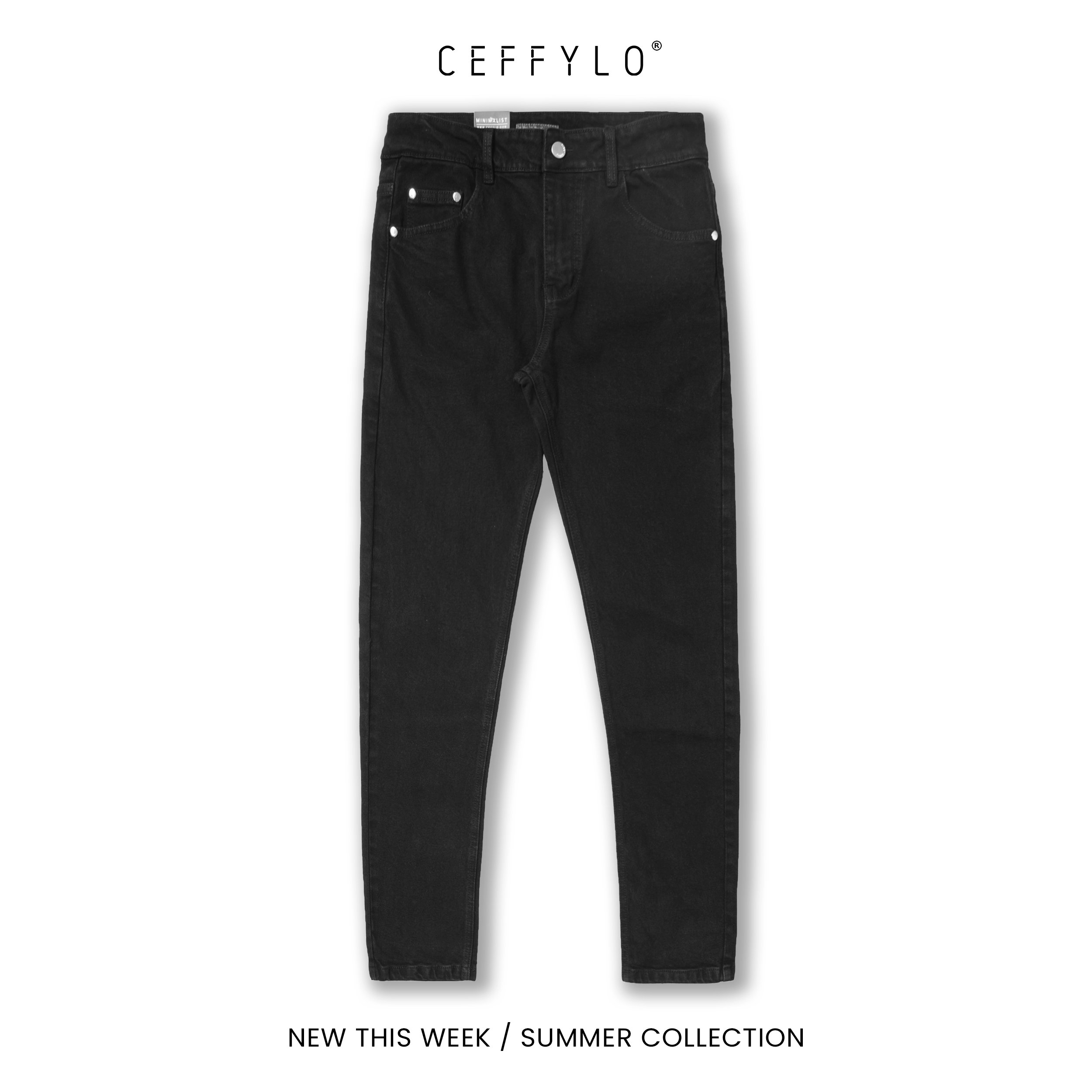 Quần Jeans Trơn CF Nam Kiểu Dáng Basic, Chất Liệu Jeans Co Giãn Nhẹ
