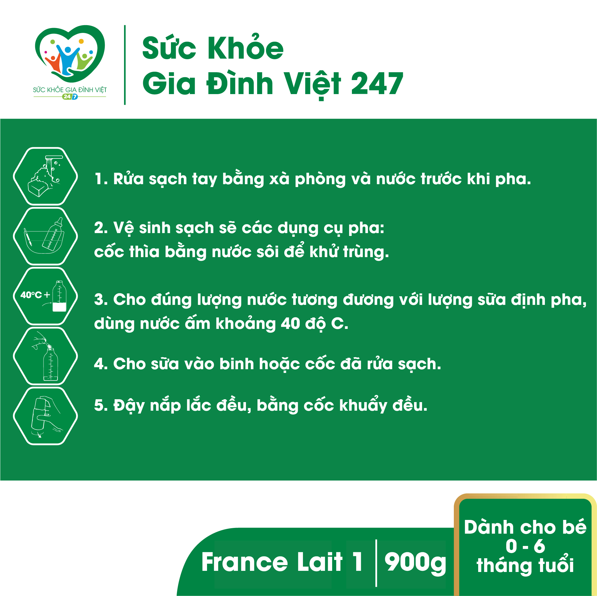 Sữa bột France lait số 1 900g ( 0-6 tháng tuổi )