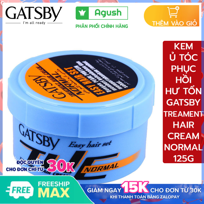 Kem ủ tóc phục hồi hư tổn siêu mượt lạnh nhật bản Gatsby Treatment Hair Cream Normal 125G thơm bóng mượt chứa protein ngọc trai dưỡng ẩm ngừa khô thêm 2 loại vitamin giữ tóc khỏe mạnh nhập khẩu