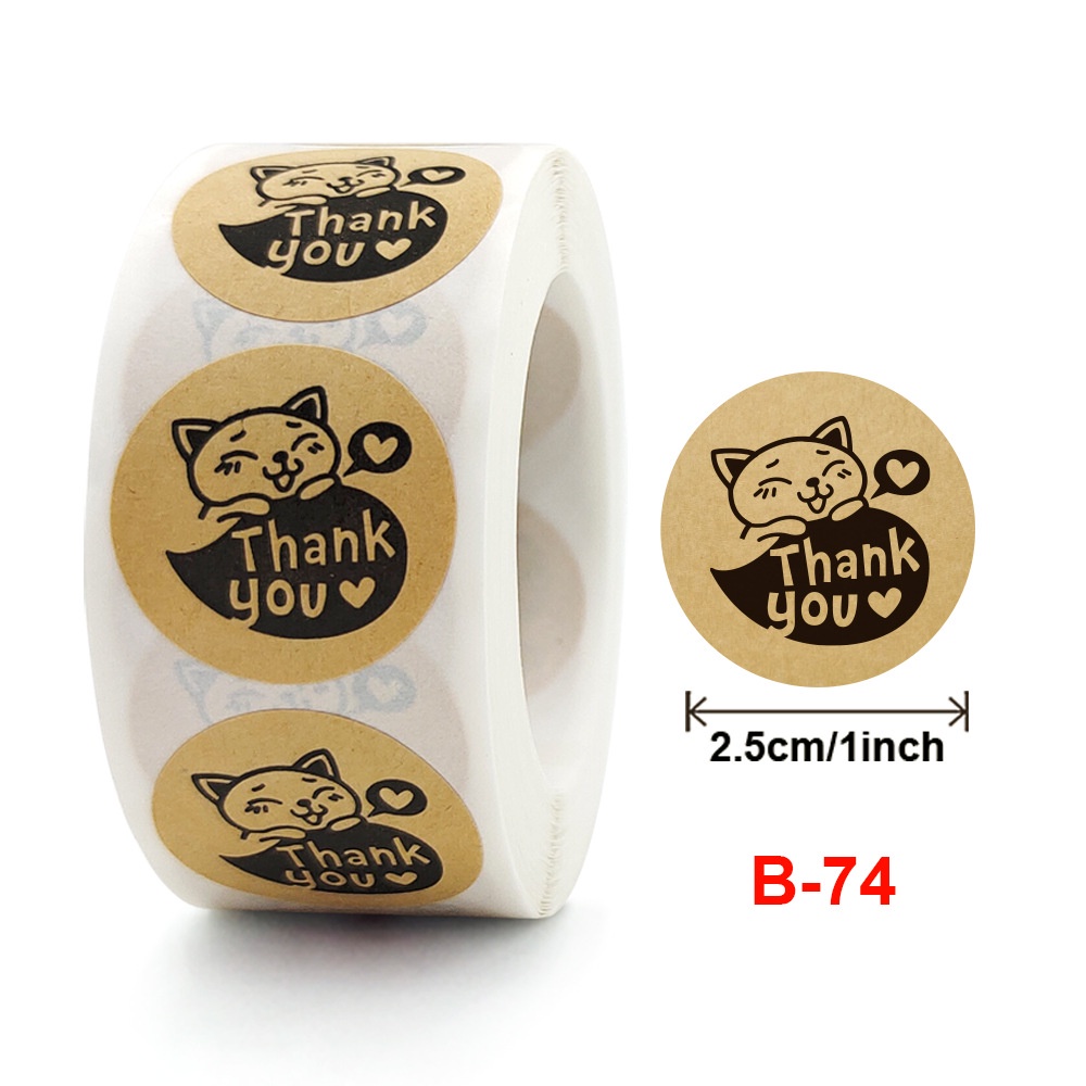 Cuộn 500 tem Sticker Thank You Dễ Thương 25mm BST A4
