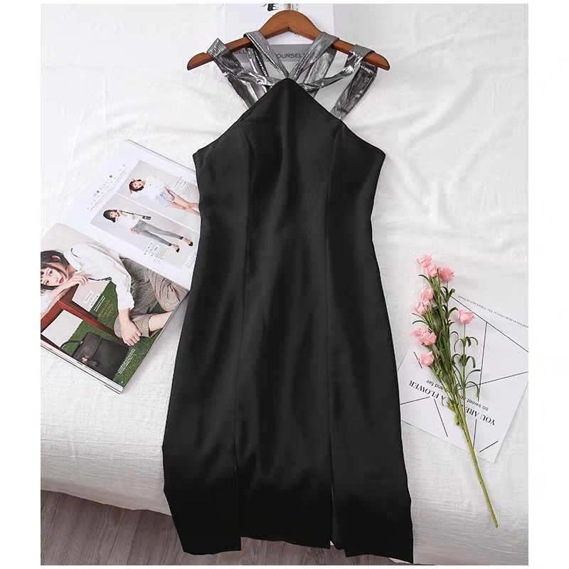 Black midi chiffon skirt