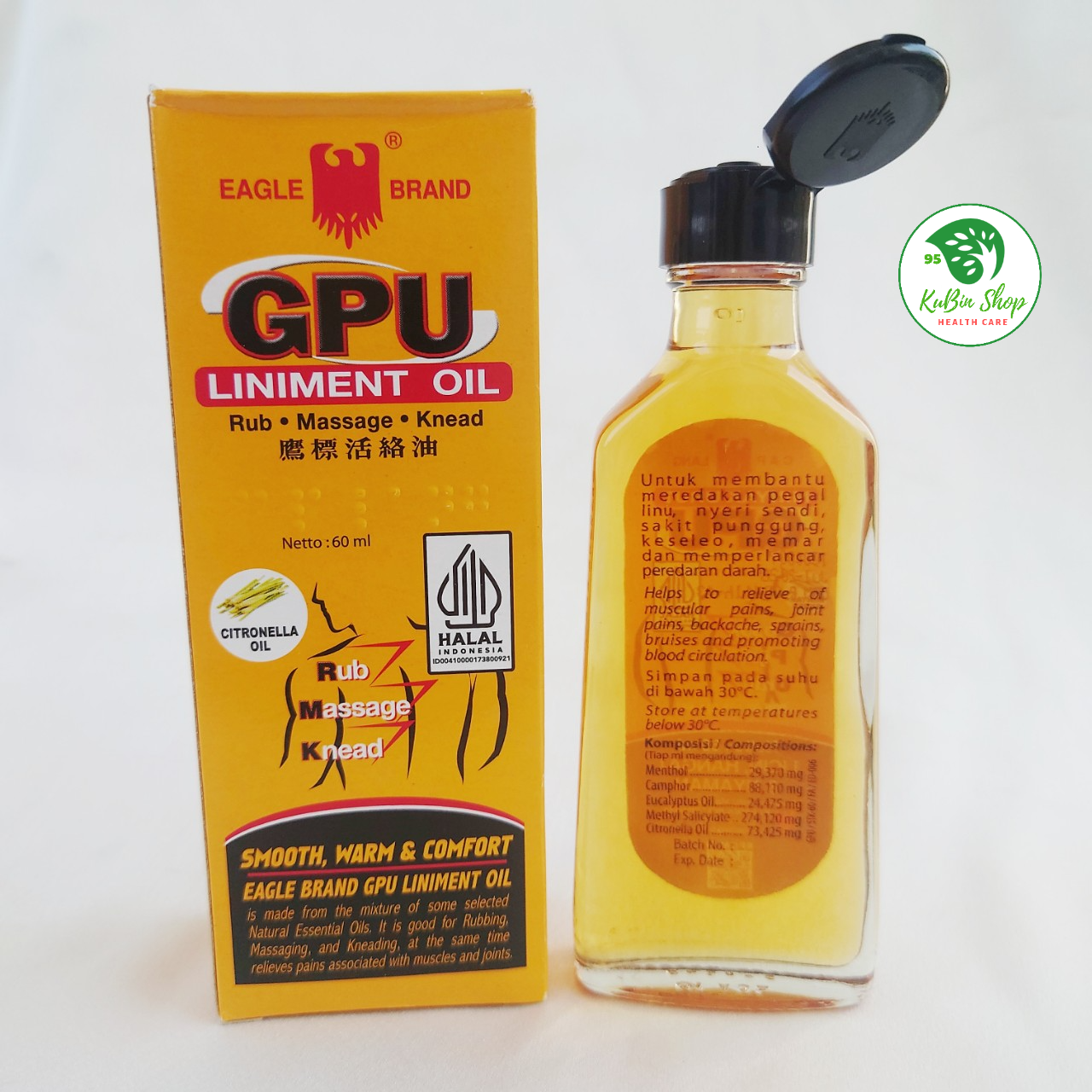 Dầu gừng xoa bóp GPU Liniment Oil 60ml Indonesia