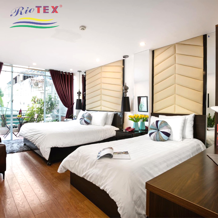 [HCM]Vỏ chăn trắng sọc cho khách sạn-resort