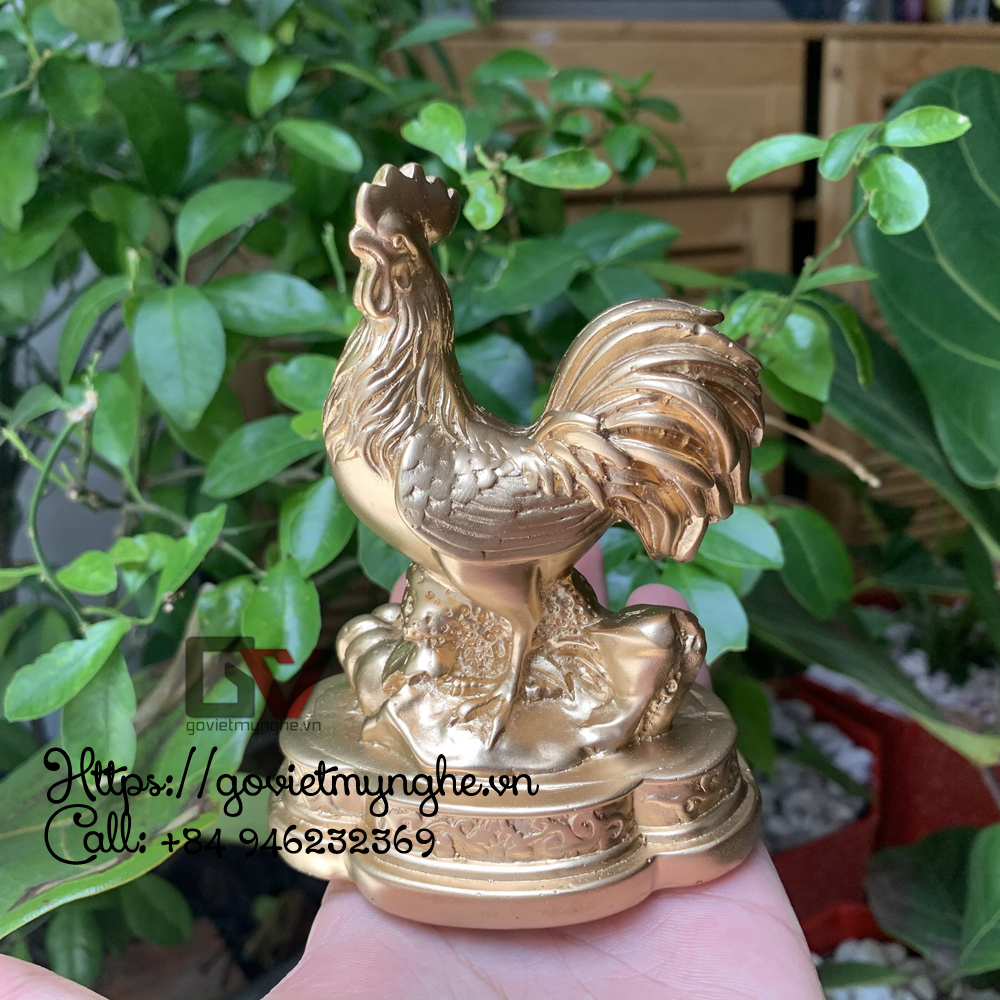 [HCMC] [feng shui chicken] Feng Shui Rooster ice statue lucky for Homebodies-12cm high-bronzing metal