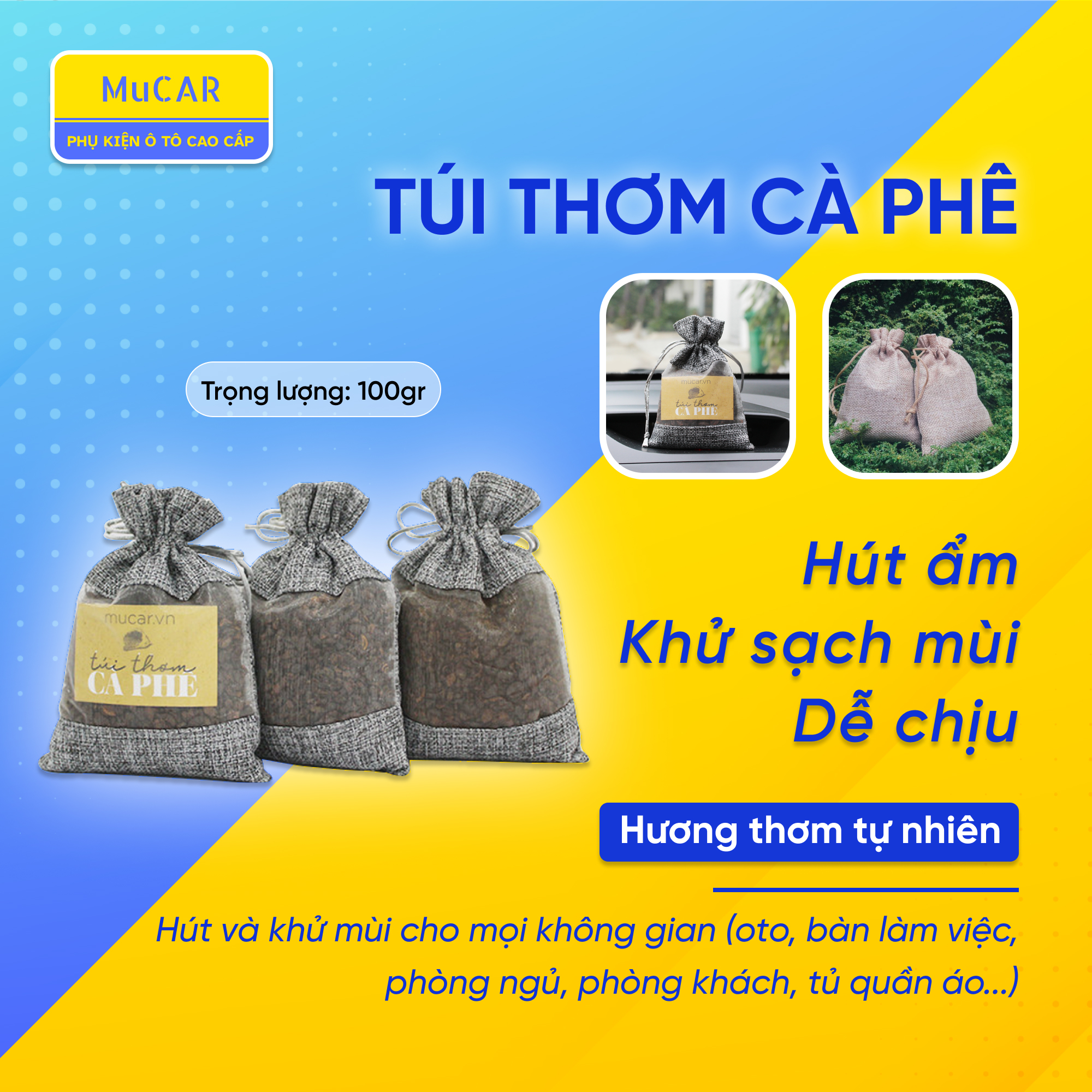 [HCM]Túi Thơm Cà Phê Nguyên Chất Hạt Nguyên - Túi 400gr