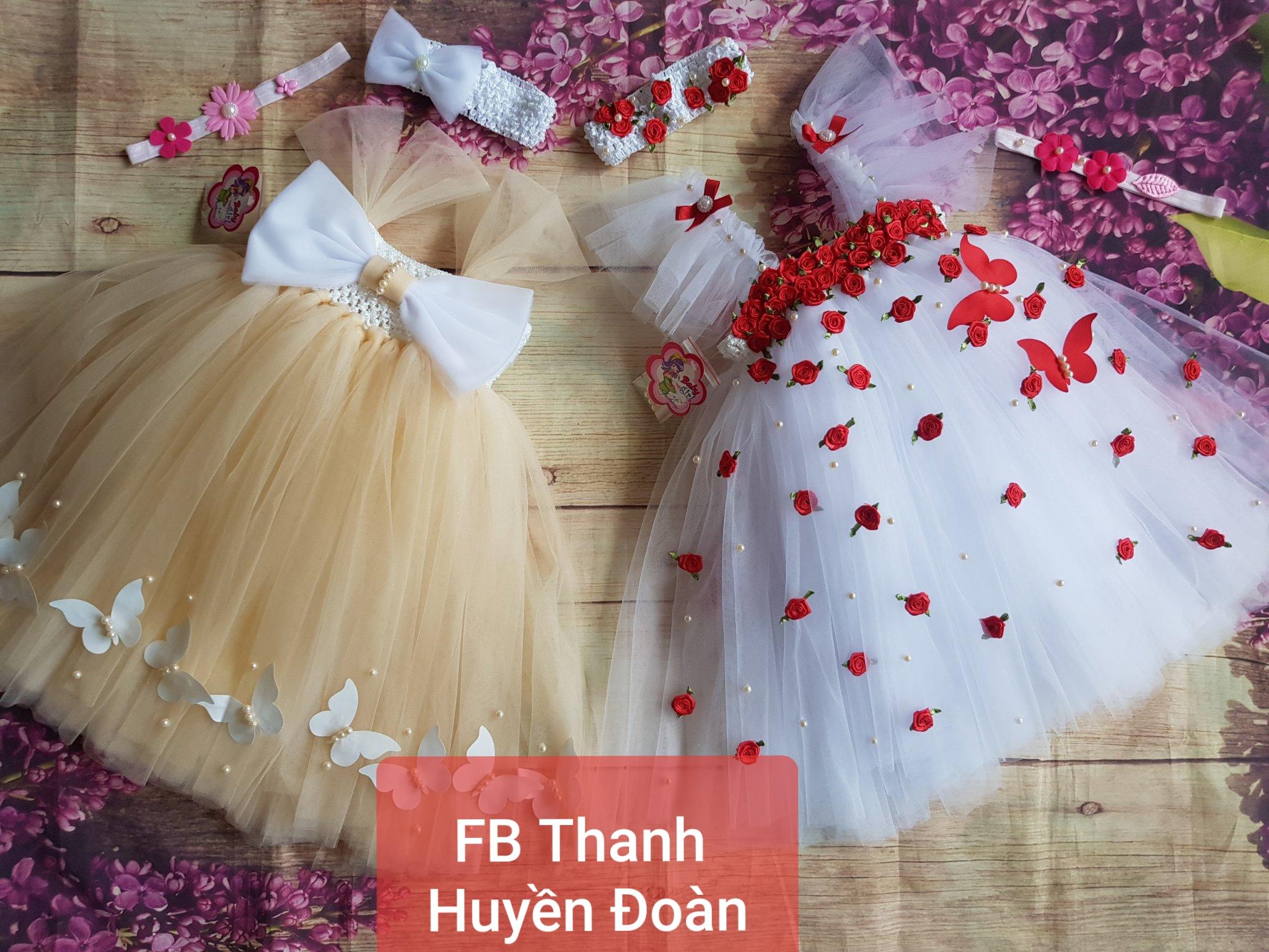 Váy tutu công chúa màu da - nơ trắng