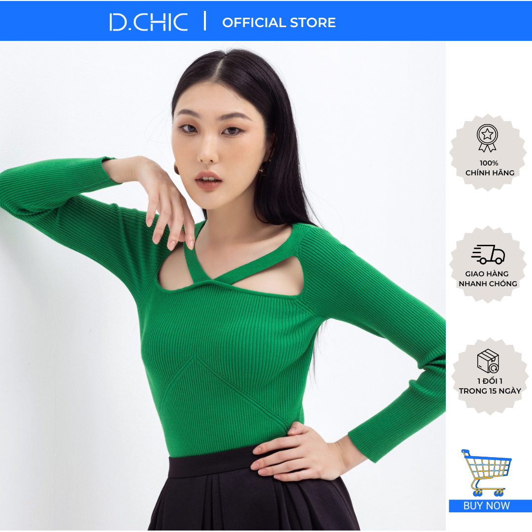 Áo len cổ vuông đáp chéo 2 bên D.CHIC MS: 188090