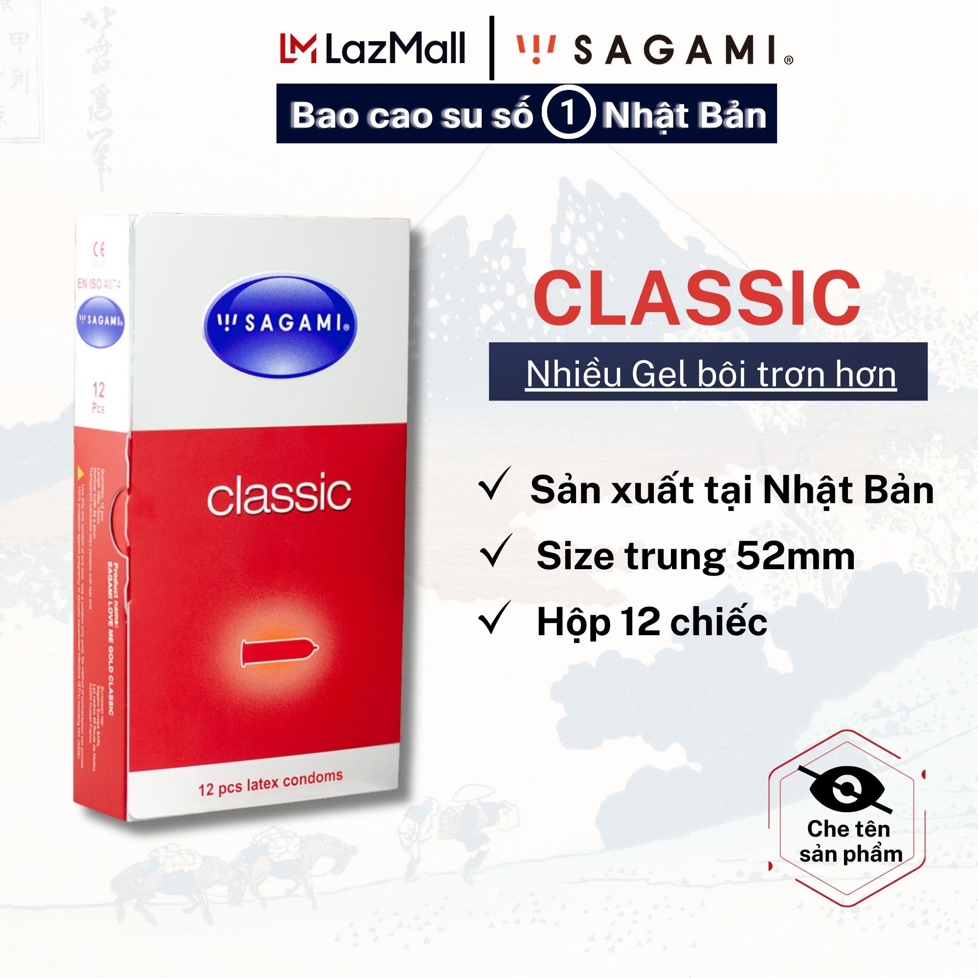 Baocao su Sagami Classic - Siêu Mỏng - Kiểu truyền thống - Hộp 12 chiếc - Nhiều gel bôi trơn