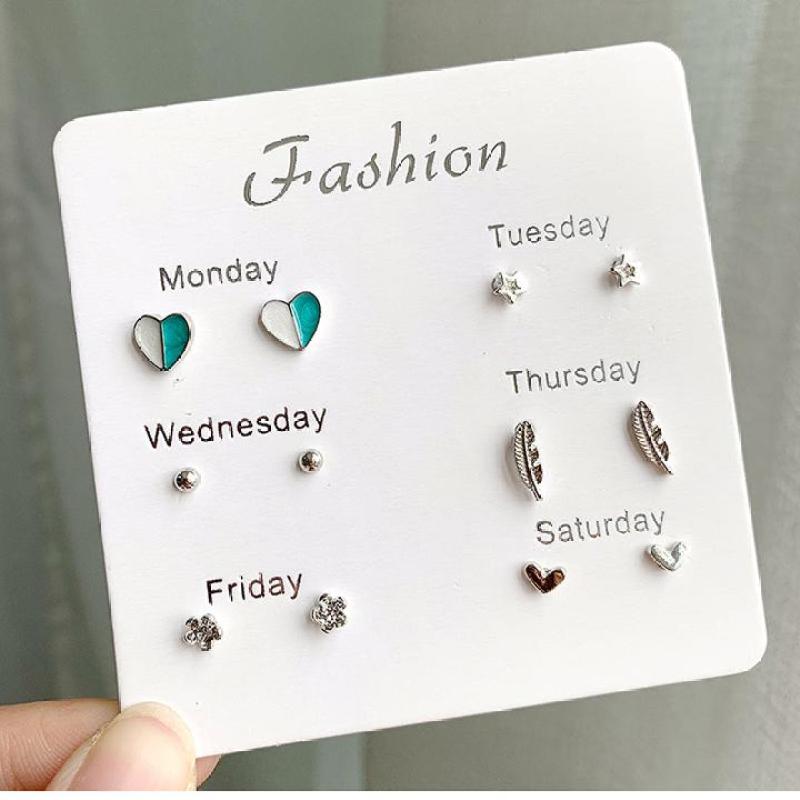 Bộ Combo 6 Đôi Bông Tai Thời Trang Hàn Quốc Cao Cấp