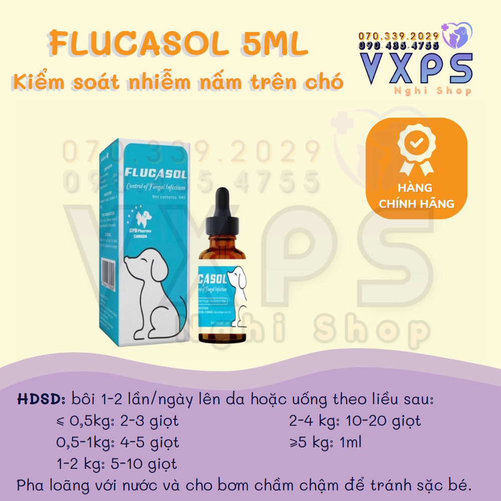 [GIẢM ĐẾN 20% Ở XU] Flucasol chó 5ml - Sản phẩm nấm cho chó GFB Pharma
