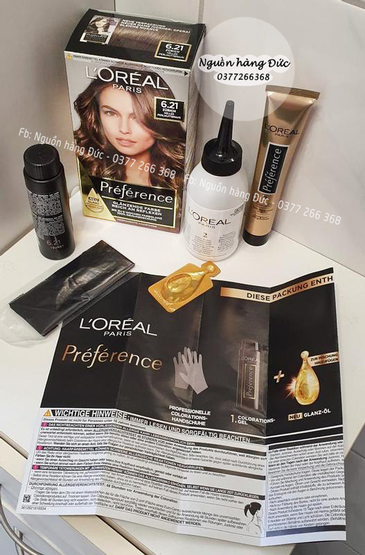 [Cao cấp] Thuốc nhuộm tóc Loreal Nâu lạnh Preference 6.21 chuẩn Đức- Nguồn hàng Đức