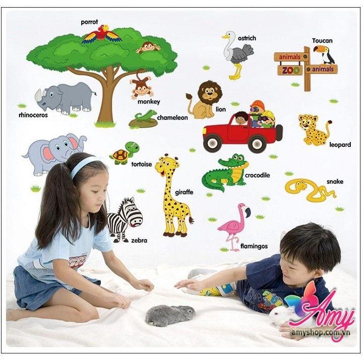 [HCM]Decal dán tường sở thú kèm tiếng anh