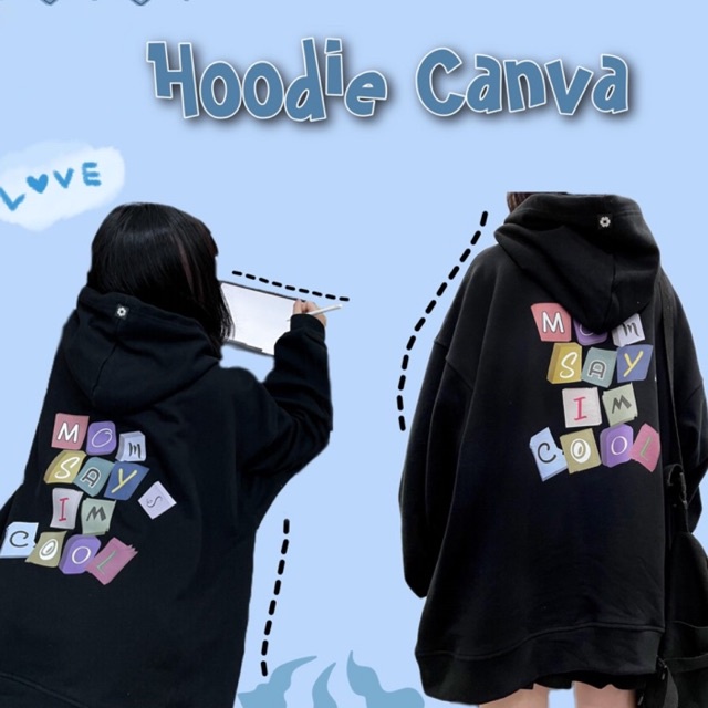 Áo Hoodie Canva Đen