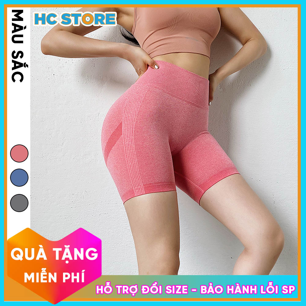 Quần đùi quần short chun mông nữ qs11 tập gym yoga cao cấp chất dệt co giãn 4 chiều hc sport 68 quần tập nâng mông lưng cao quần đùi tập gym quần short tập gym quần chun mông