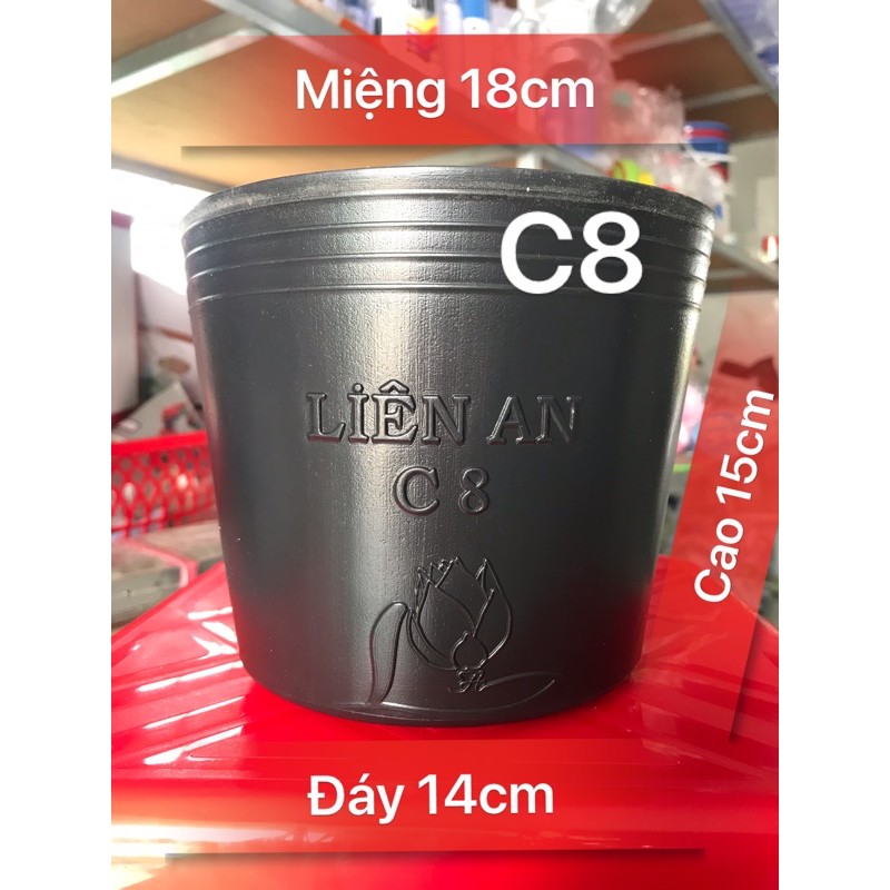 Combo 50-100 chậu nhựa đen dày c8 (18cm x15cm)