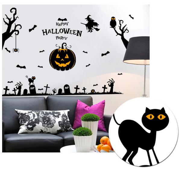 Decal trang trí tường - Halloween Bí Đỏ Kinh Dị