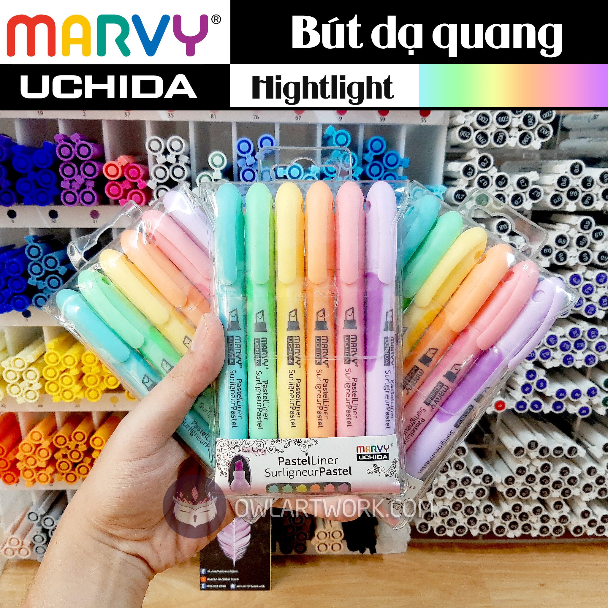 [HCM]Bút Dạ Quang MARVY UCHIDA Màu Pastel