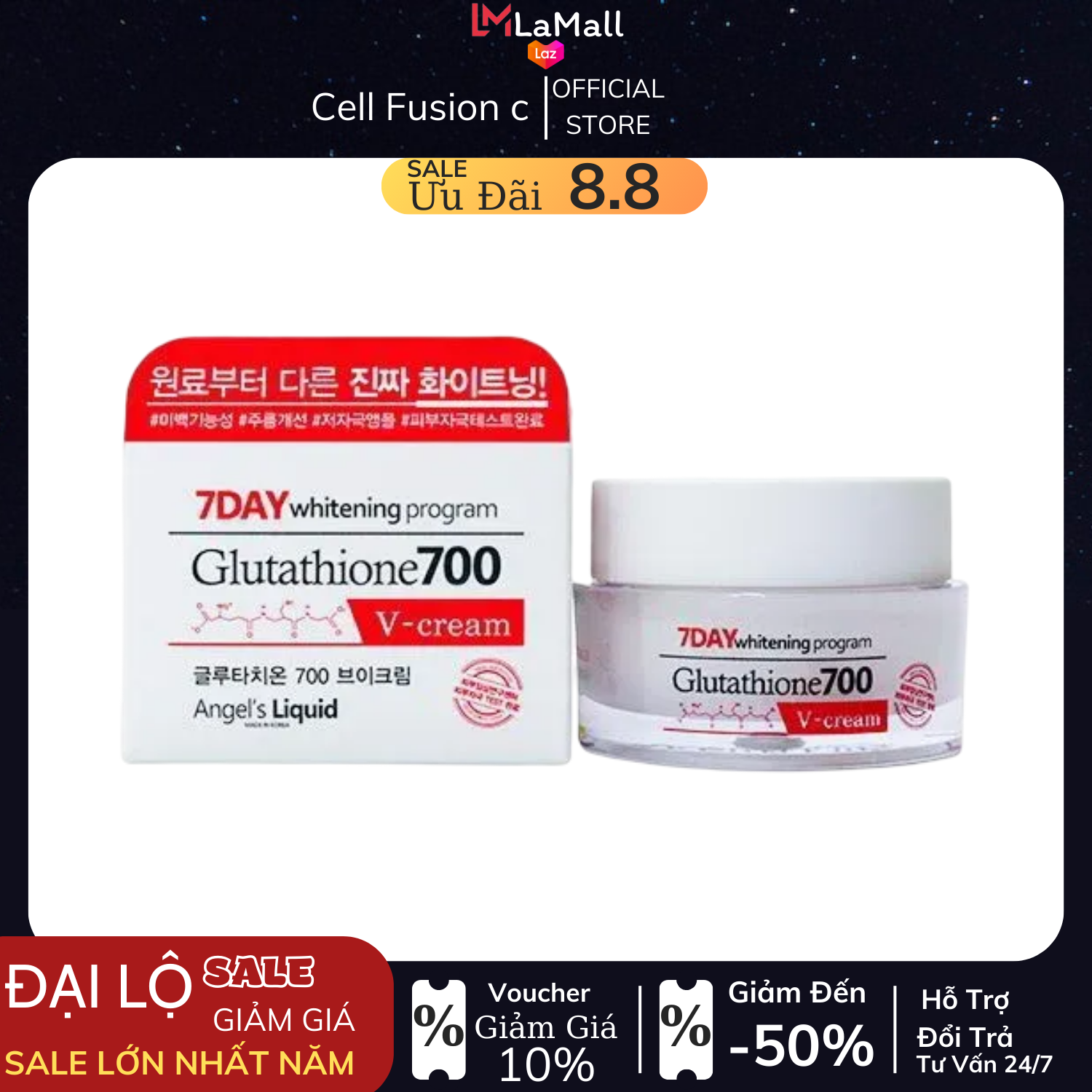 Kem Trắng Da 7day Whitening Program Glutathione 700 V-cream