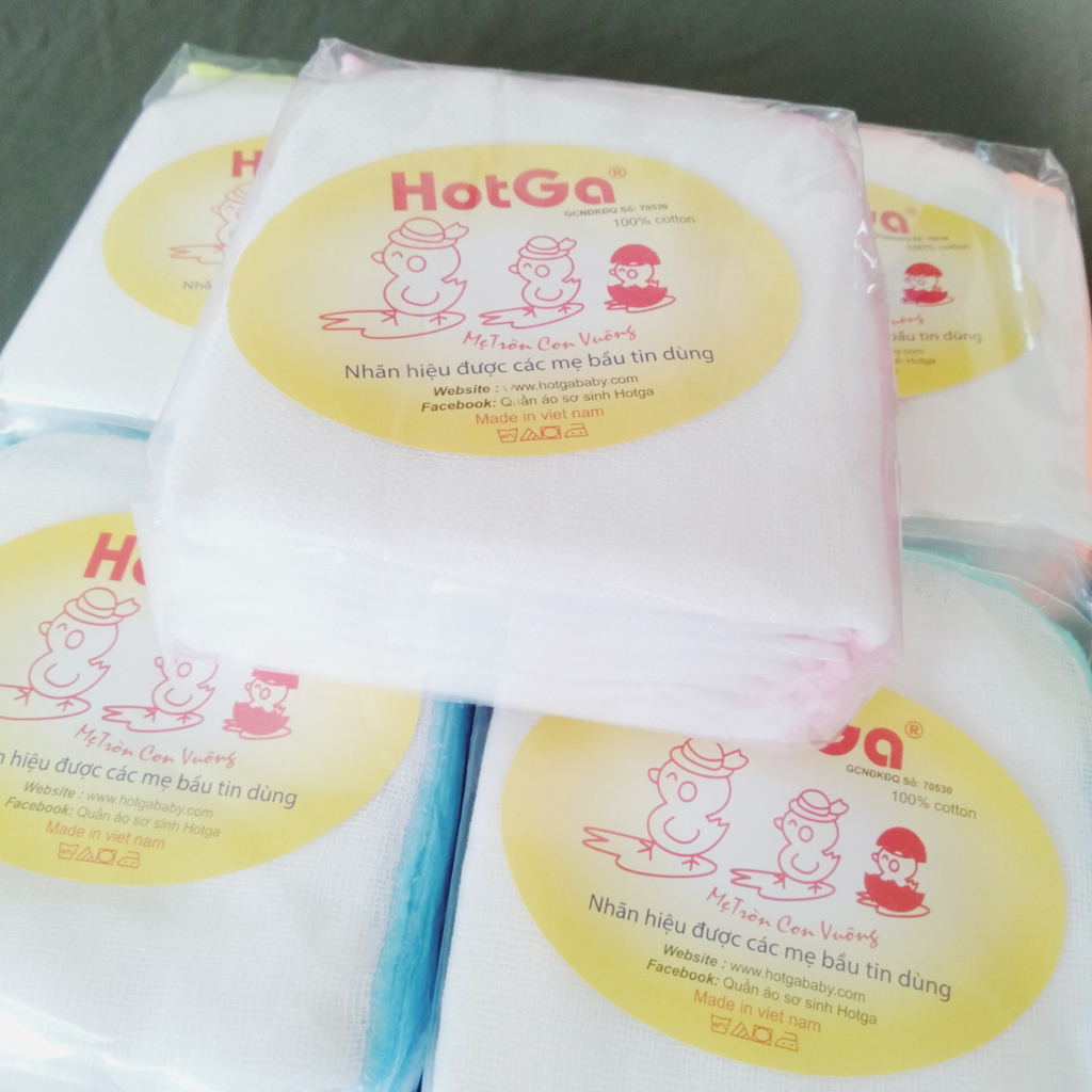 Khăn sữa xô cotton HOTGA 5 lớp (túi 10 cái)