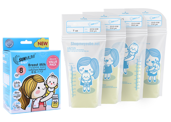 2 Hộp - Combo 100 túi trữ sữa mẹ 250ml Sunmum không BPA - Thái Lan