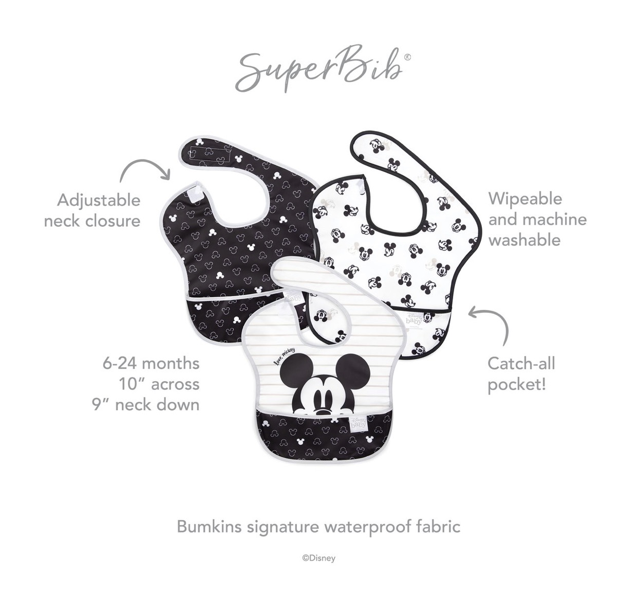 [HCM]BUMKINS - Yếm chống thấm cao cấp Mickey (Set 3 yếm)