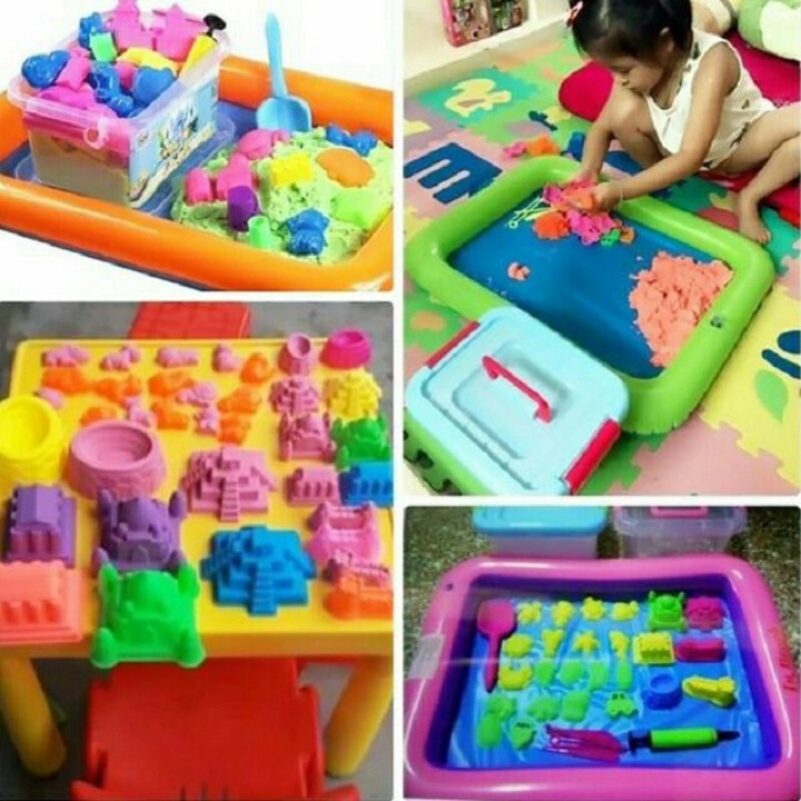 Đồ chơi cát động lực cho bé ( 1 hộp đầy đủ gồm 28 món chi tiết ) - Cát vi sinh cho bé