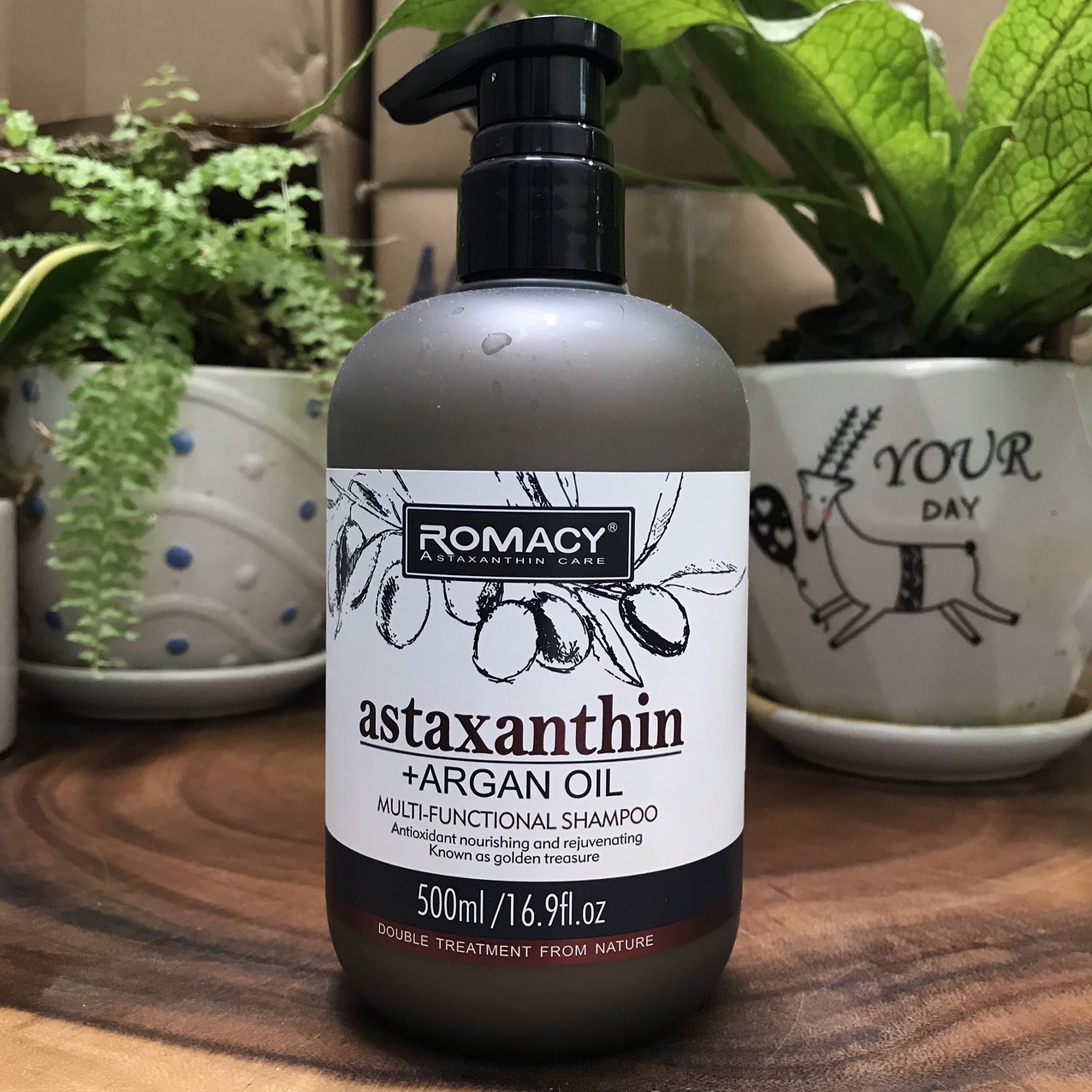 Dầu gội dưỡng sinh chống lão hóa Romacy Astaxanthin Argan Oil 500ml