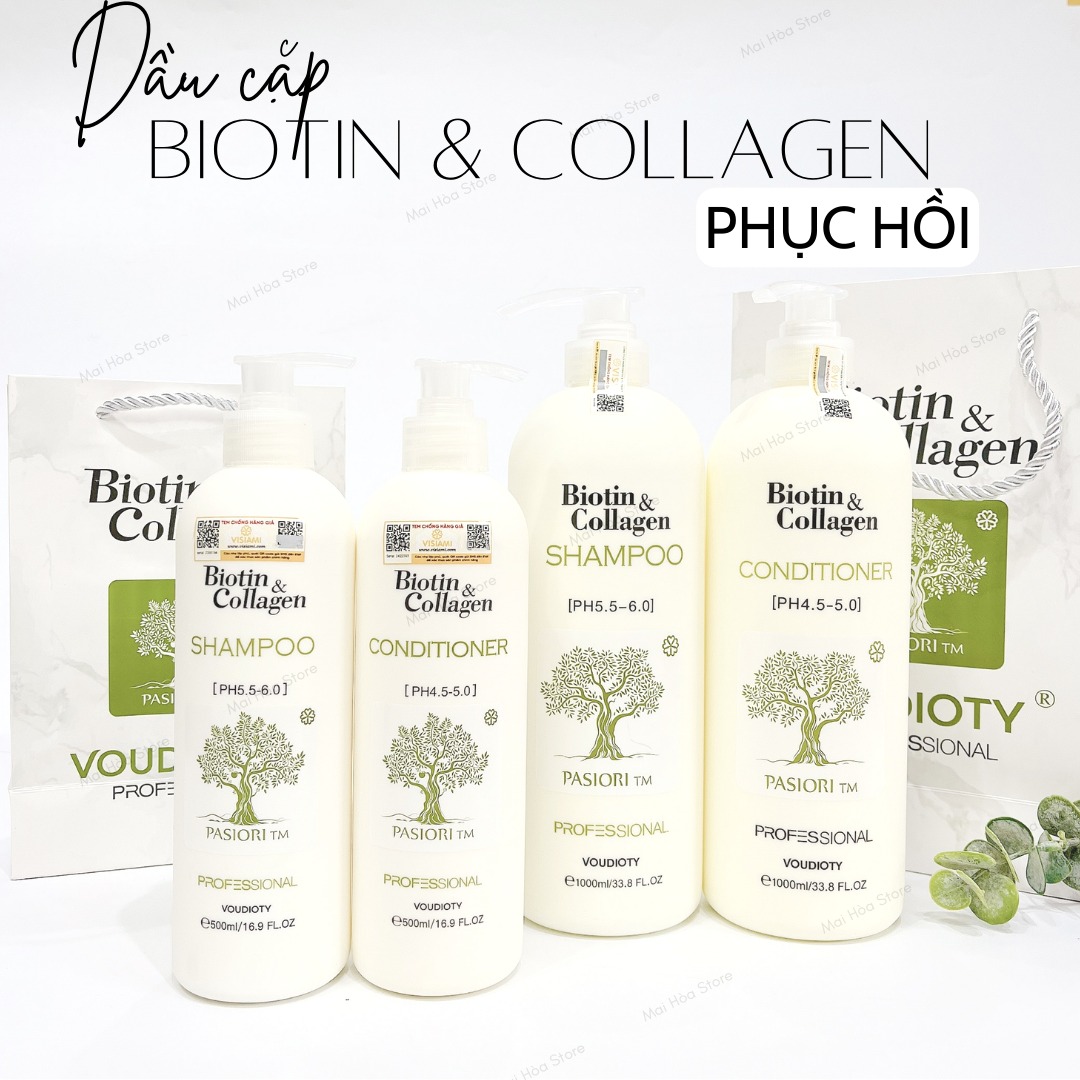 Combo Gội Xả Biotin&Collagen Trắng 1000ml