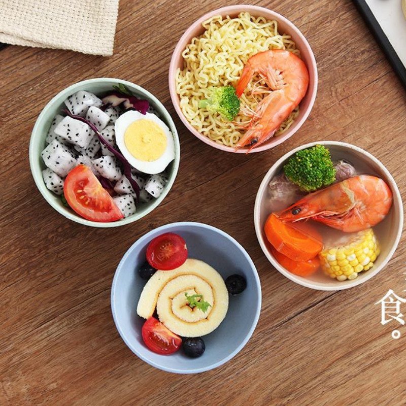 Bộ 4 chén ăn cơm nhựa lúa mạch, bát nhỏ đựng thức ăn đẹp