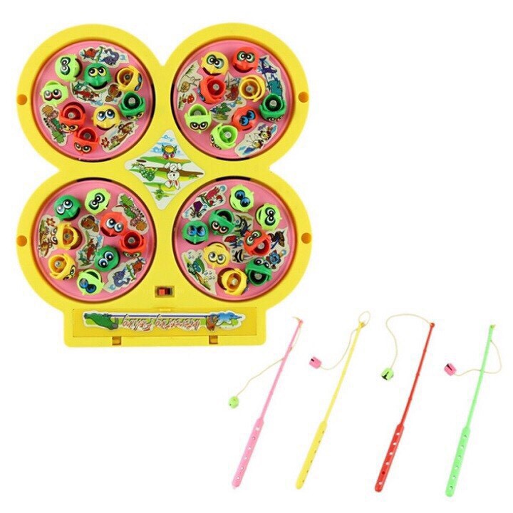 Đồ Chơi Câu Cá Nam Châm Dùng Pin 4 Hồ Có Nhạc