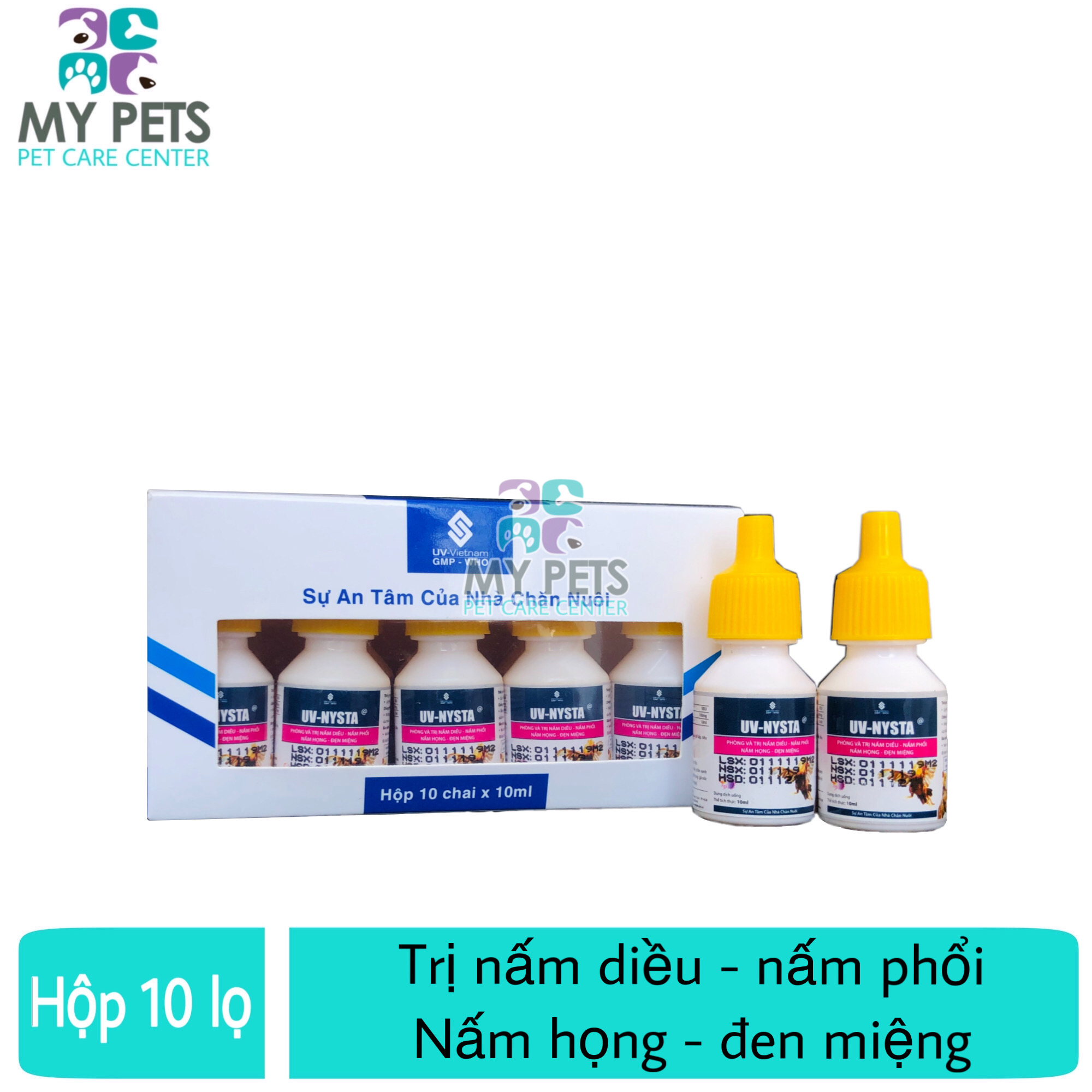 UV - NYSTA nấm diều nấm phổi nấm họng đen miệng cho gà đá - Hộp 10 lọ x 10ml