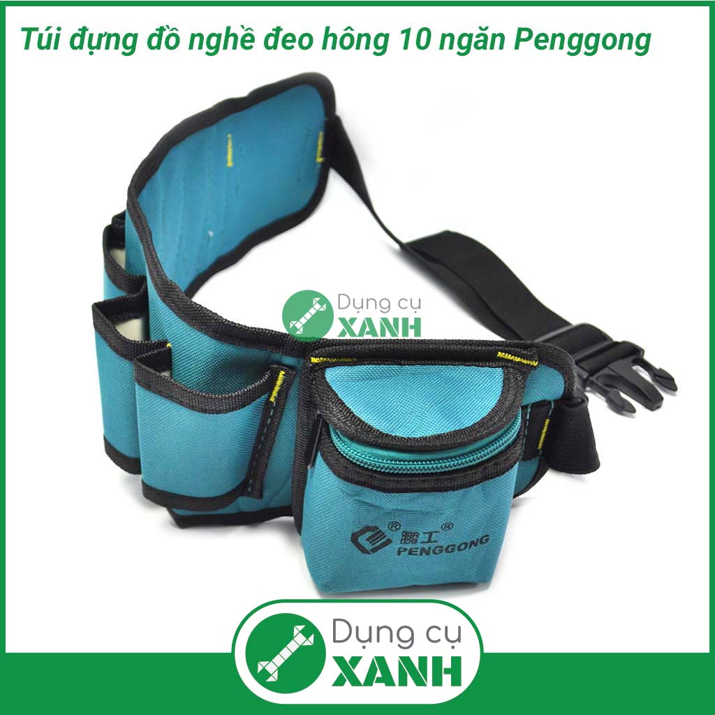Túi đựng đồ nghề đeo hông 10 ngăn Penggong đai lưng đựng đồ nghề