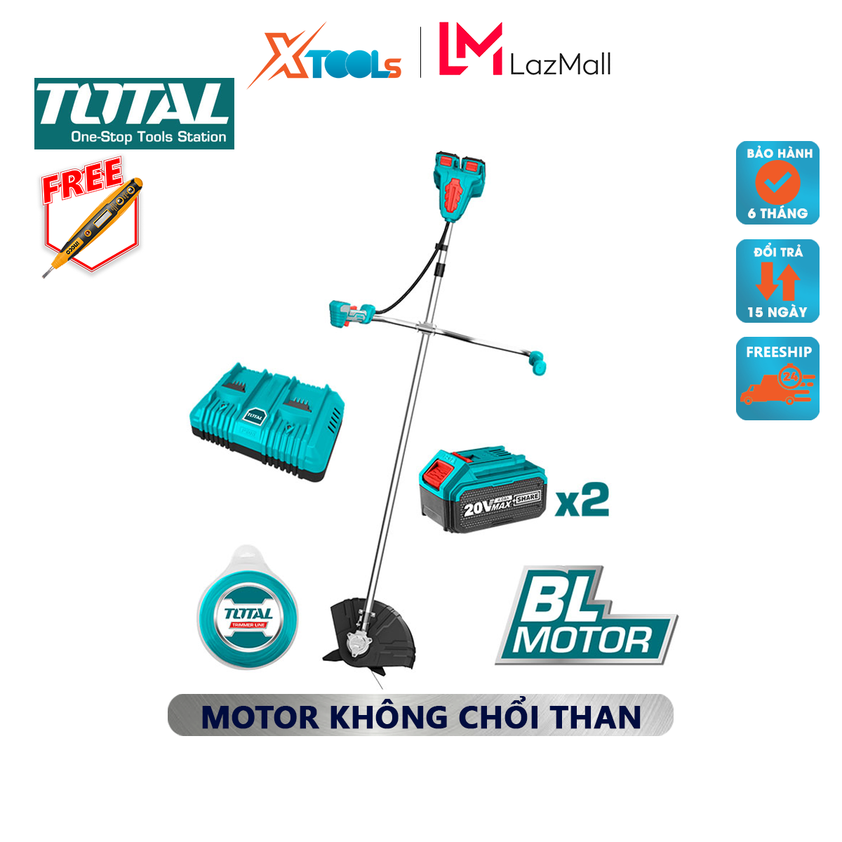 Set lawn mower battery total TSTLI202521 | hand-held electric generation 40V speed no-load 0-5500/minute 0-7500/minute blade diameter 255mm trimming grass fast cutting line đều