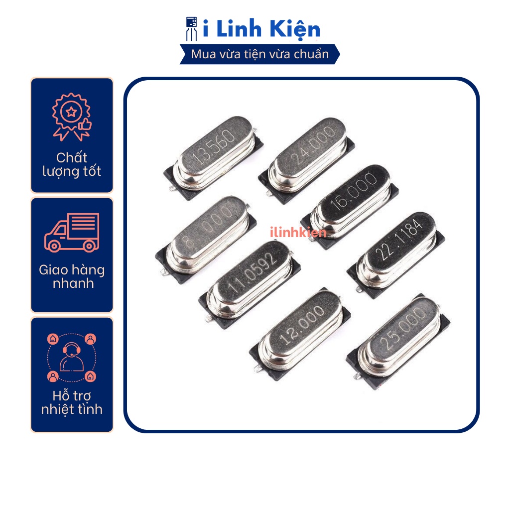 Thạch anh chân dán 49SMD đầy đủ các loại.