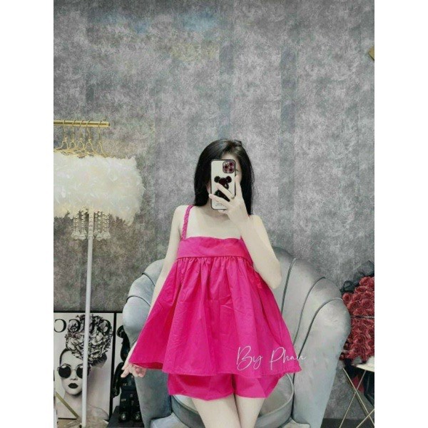 Set đồ nữ áo babydoll 2 dây kèm quần