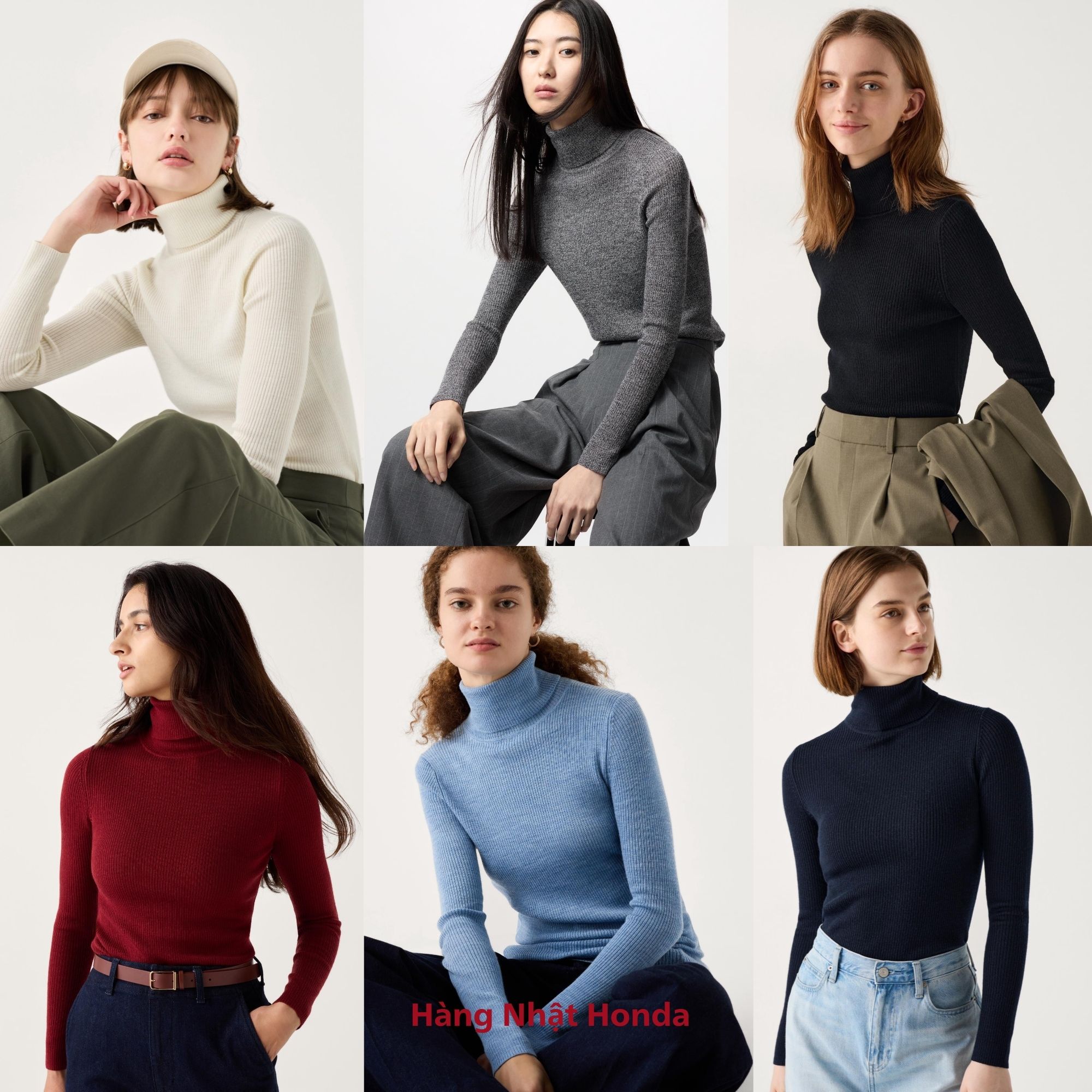 [Auth UniqIo] Áo Len Ôm Dáng Cổ Lọ Siêu Mịn Merino Nữ - Tag Nhật