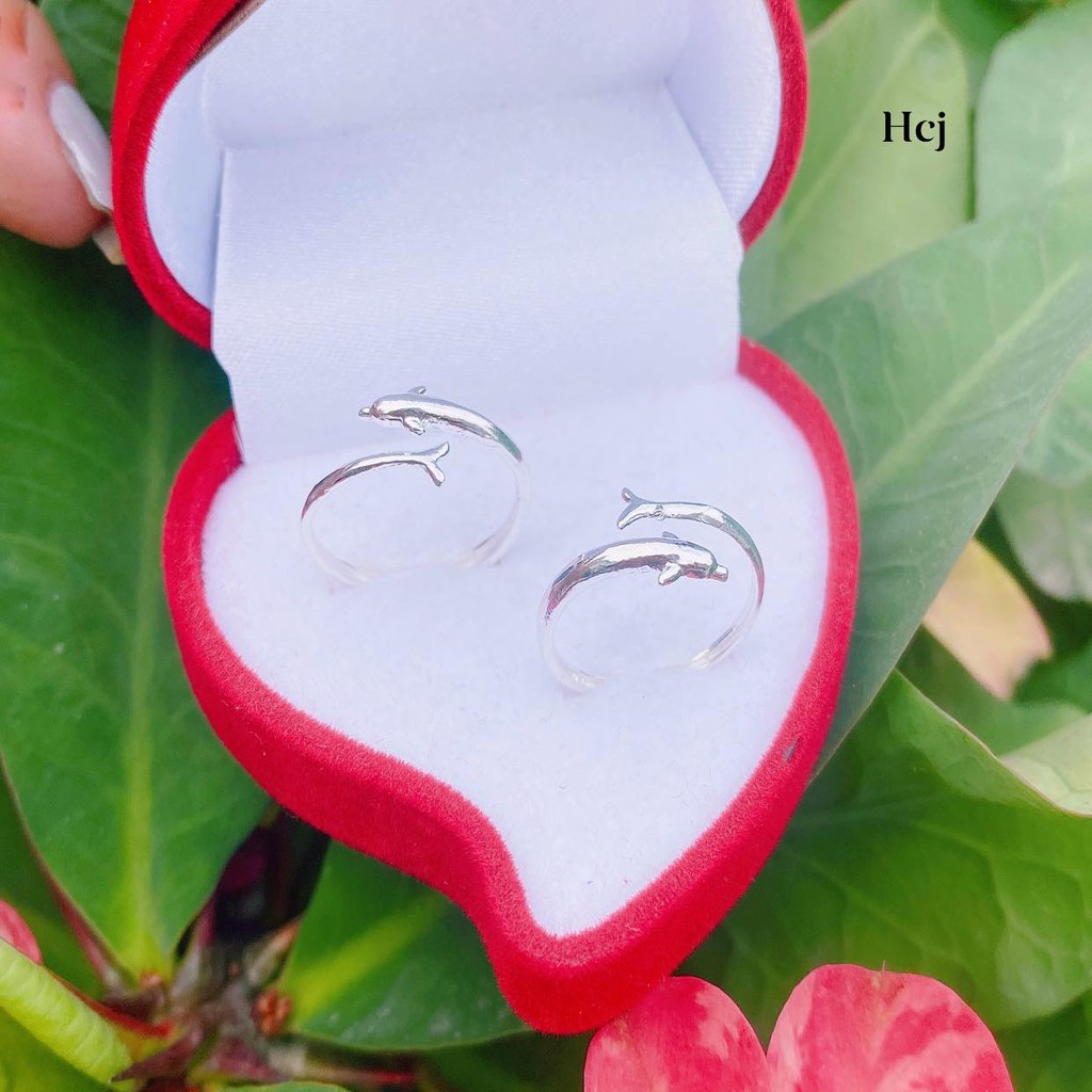 nhẫn cá heo xinh bạc ta cho nữ lại free size